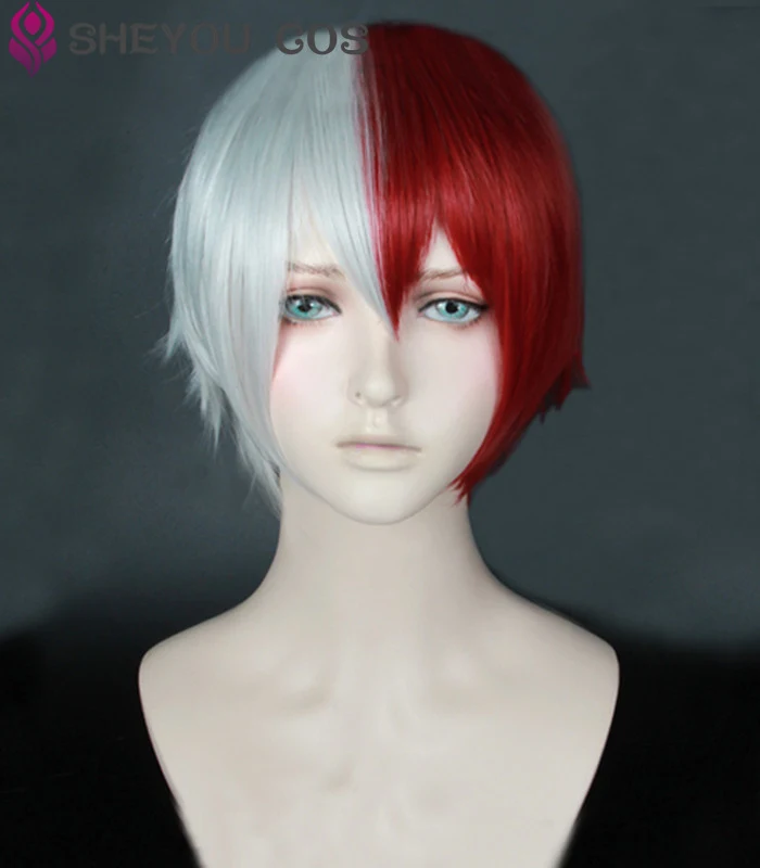 Мой Boku no Hero Academia шото Тодороки Shouto короткий серебристый белый и красный
