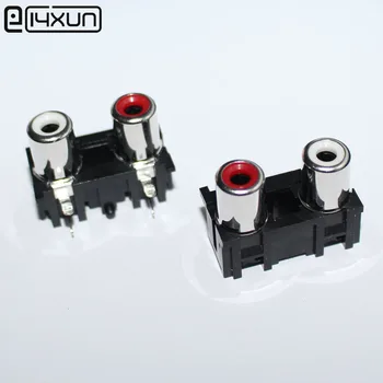 

5pcs RCA 2 Pin AudioPlug jack 90 Degrees AV Female Socket Adaptor Connector white + red