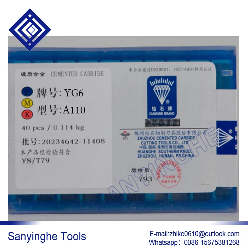 

Original zccct A110 YG6 / YG8 / YW1 / YW2 / YT5 / YT14 / YT15 carbide welding inserts brazed insert (40pcs/lots )