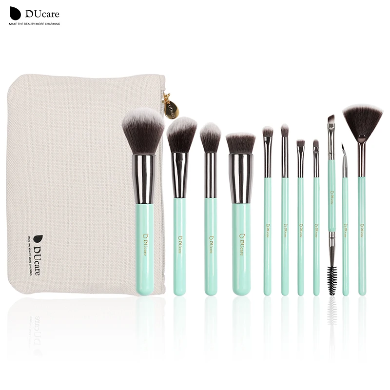 DUcare Makeup Brushes 11PCS Professional Brushes Light Green Brush Set High Quality Brush With Bag Portable