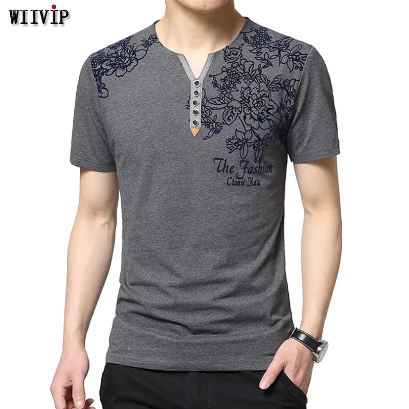 New T shirt Men Tshirt Homme Fashion Floral Print Short Sleeve Brand ...