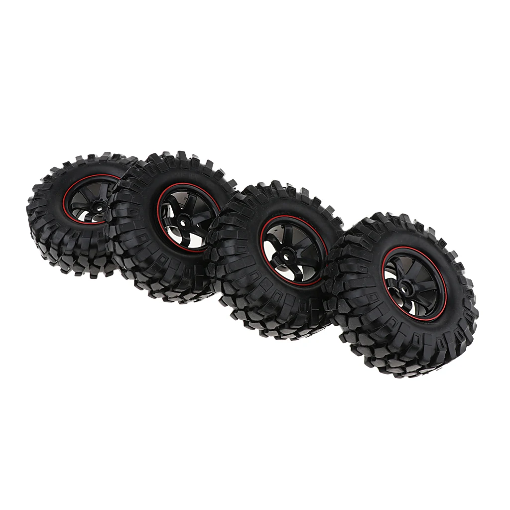 MagiDeal 1/10 Scale 108mm Dia Black Rubber Tire Tyres w/ Wheel Hex Rim Metal for Axial SCX10 D90 RC Crawlers Truck Parts