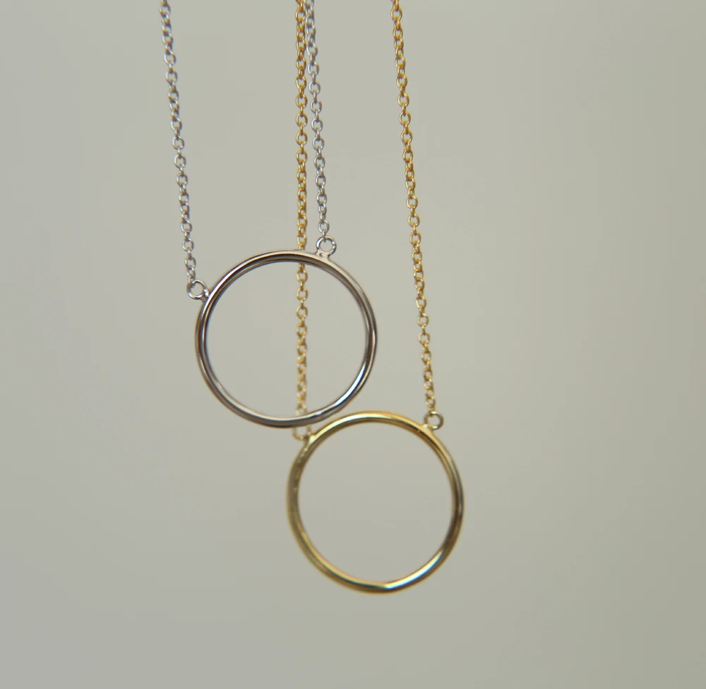Полированное 925 пробы Серебряное простое изящное круглое ожерелье
