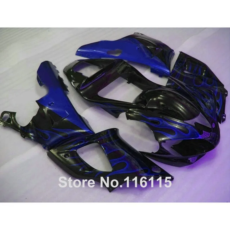 Motomarts ABS обтекатель комплект подходит для YAMAHA YZF R1 2000 2001 Синий Пламя в черная обшивка для мотоцикла комплект R1 00 01 полных выдуваний-1 шт