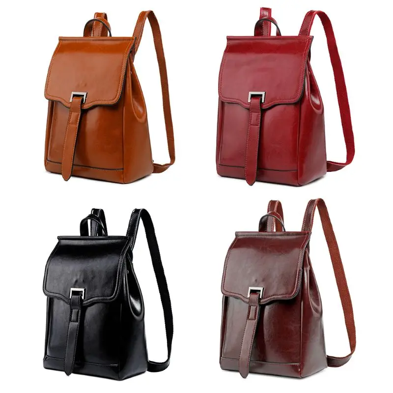 

Women Genuine Leather Travel Backpack Shoulder School Bag Rucksack Satchel with adjust backpack belt