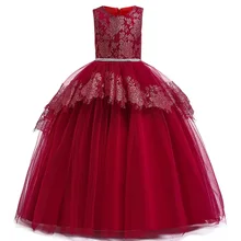 Коллекция года, детское кружевное платье с цветочным узором для девочек, платье для свадьбы и вечеринки, платье для первого причастия бальное платье для девочек, Vestido Comunion