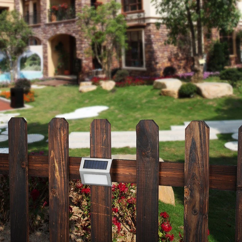 Solares ao ar Livre à Prova Caminho do Jardim Lâmpada de Parede Luz da Escada Lote Inoxidável Led Luzes Dwaterproof Água Escadas Lâmpada 2 Solar 6 Pçs - Aço 8 Lâmpadas solares