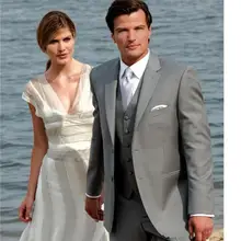 Мужские Костюмы высокое качество Slim Fit Жених Смокинги для женихов-серый жениха Мужские свадебные костюмы для выпускного индивидуальный заказ(куртка+ Брюки для девочек+ галстук+ жилет