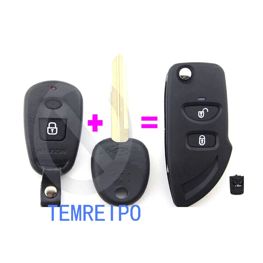 

10pcs/lot 2 buttons modified flip key casing shell for Hyundai Elantra