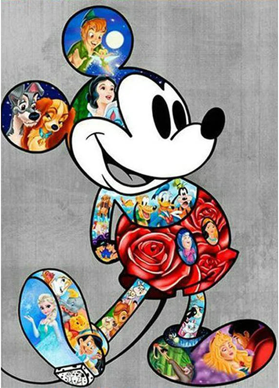 

5D DIY Diamond Painting cartoon Mickey Mouse color Diamond Embroidery Cross Stitch Full circular Rhinestone Crafts Home Decor