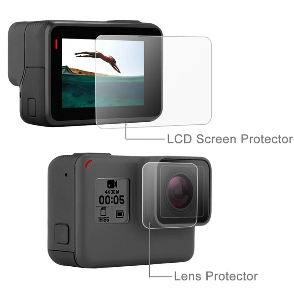 

PULUZ 2 in 1 Tempered Glass LCD Screen Protective Film + Lens Protective Film Scratch-resistant Dustprof for GoPro Hero 5