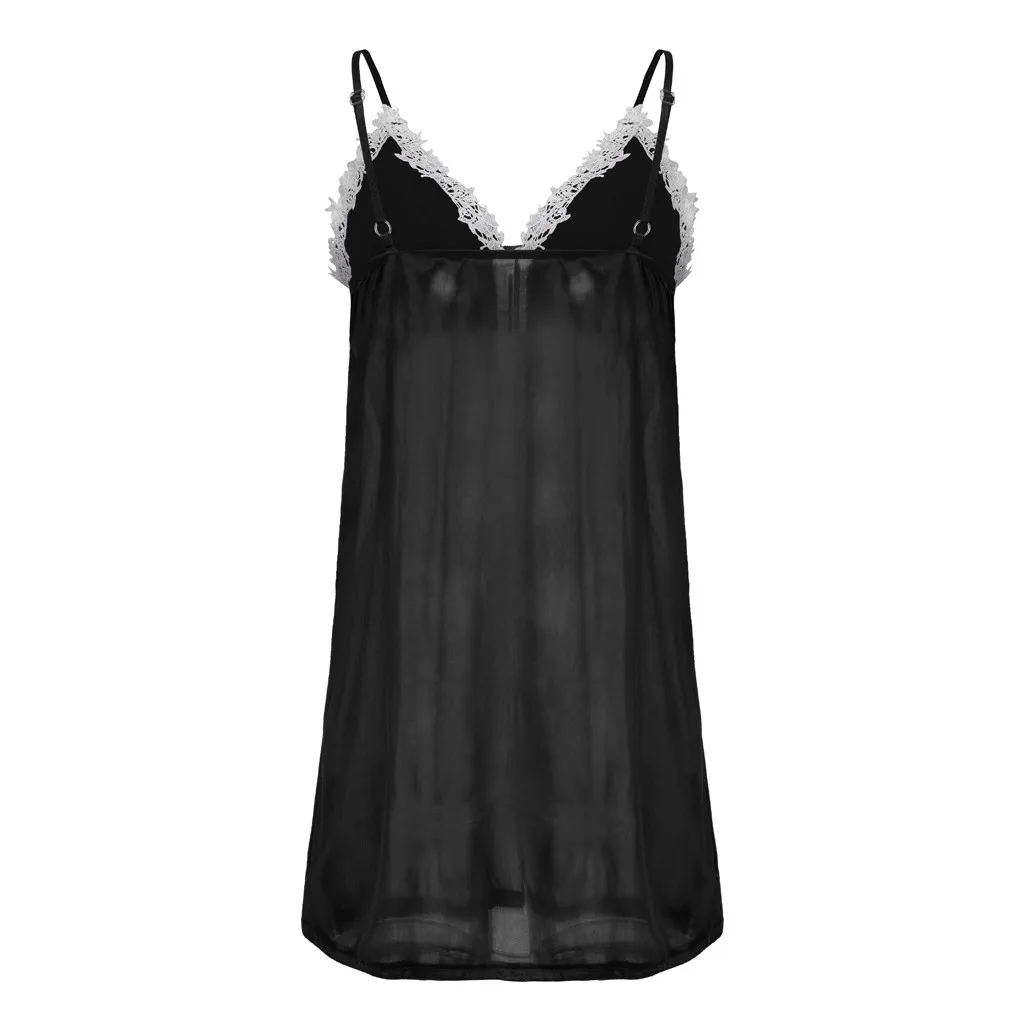 Сексуальное нижнее белье эротическое нижнее белье для женщин babydoll платье для сна Холтер v-образный вырез Кружевная шелковая, сатиновая пижама ночная сорочка Стринги H5
