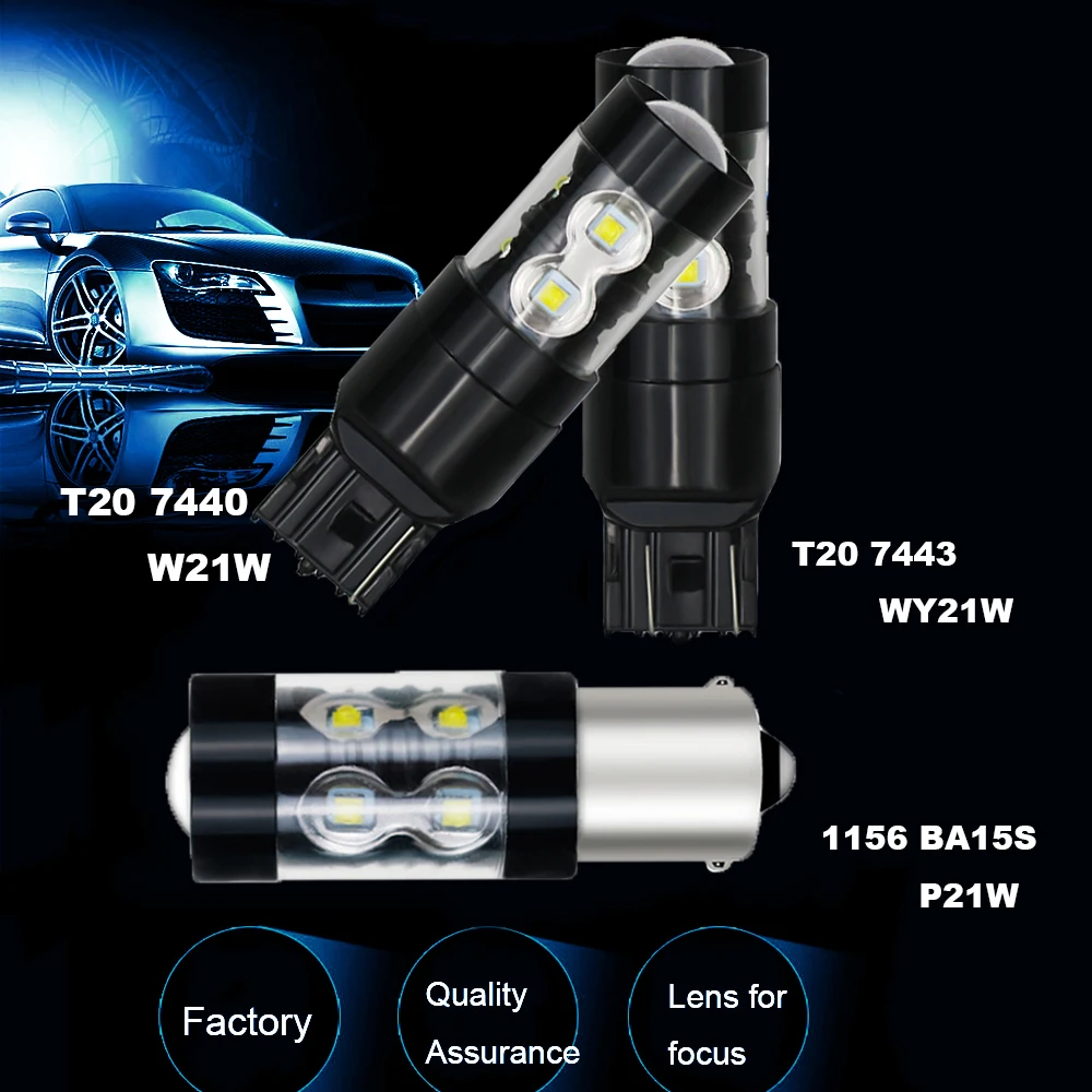 2 шт. Автомобильные светодиодные лампы 1156 P21W BA15S 1157 T20 W21W 7440 7443 WY21W|Сигнальная лампа|