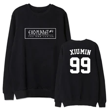 Kpop exo planet concert с именами членов группы Печать О образным вырезом тонкий свитер для весна осень унисекс пуловер черные толстовки