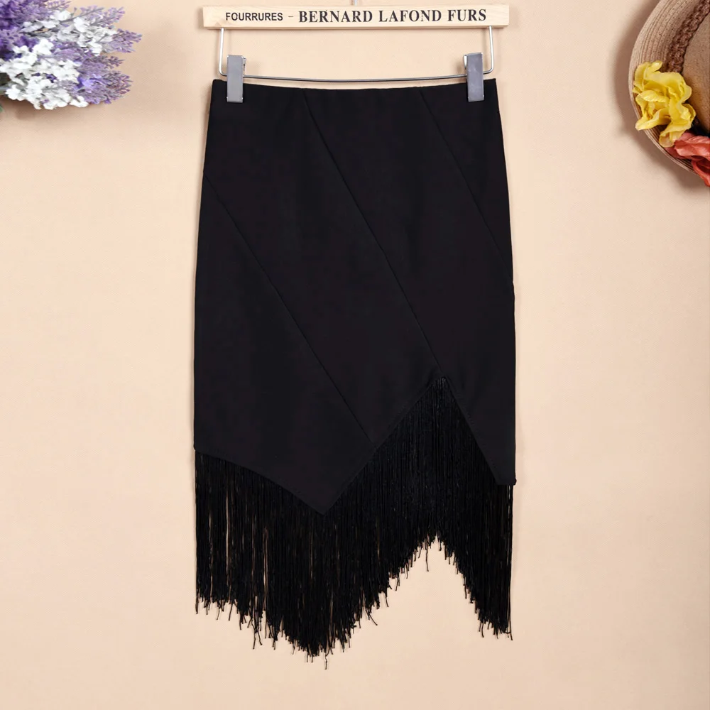 Летняя женская юбка из искусственной замши с кисточками юбки-карандаш черные с высокой талией Saias Jupe Faldas Rokken длинные pull faldas S2784