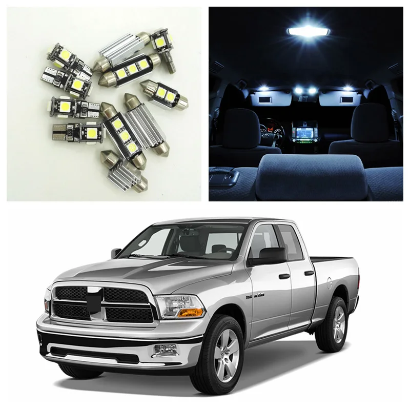 

14pcs Canbus White Car LED Light Bulbs Interior Package Kit For 2002-2010 Dodge Ram 1500 2500 3500 Map Dome License Plate Lamp
