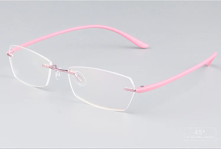 UVLINK классические мужские пластиковые титановые ультралегкие очки без оправы для близорукости, оптическая оправа, ультра-светильник, бескаркасная оправа для очков - Цвет оправы: Розовый