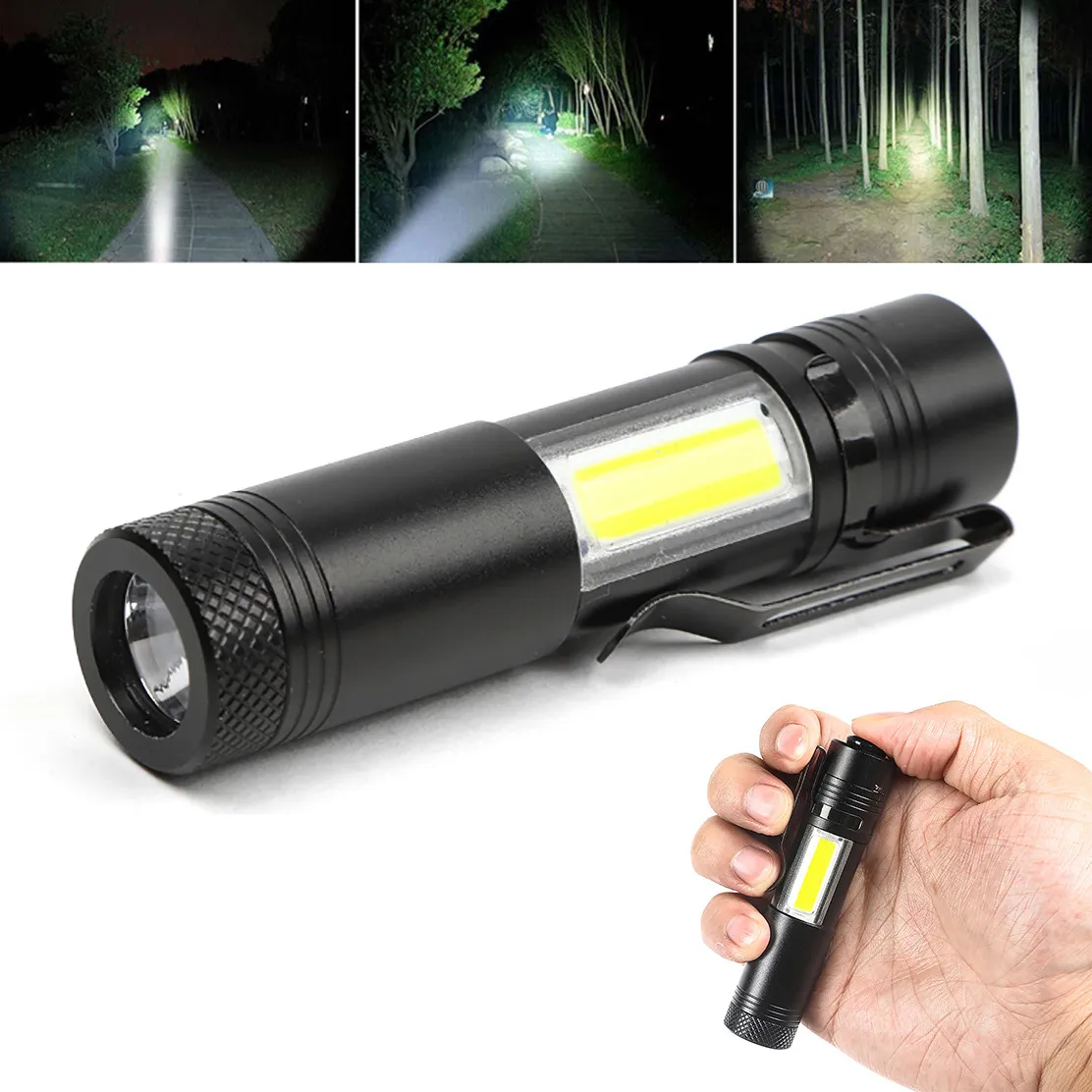 Mayitr Portable Mini XPE COB LED Torch Outdoor Flashlight Aluminum Alloy 4 Modes Lamp for