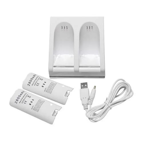 

White Charger Dock Station + 2 Battery Packs for Nintendo Wii Remote Controller