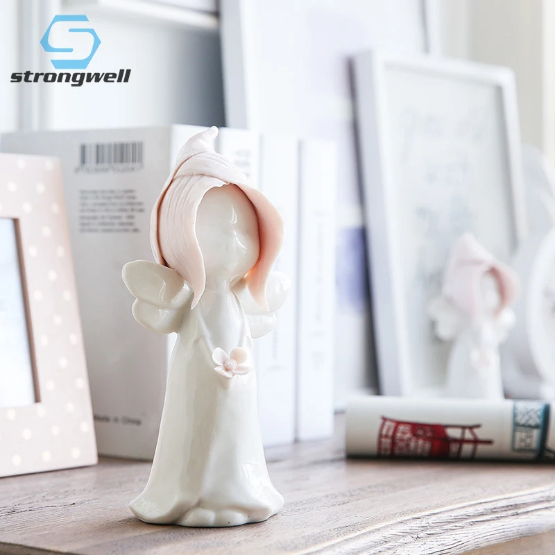 

Strongwell Ceramic Pink Little Sister Decorations For Home Chinese Figurine Statue Crafts Room Decor Wedding Ornament