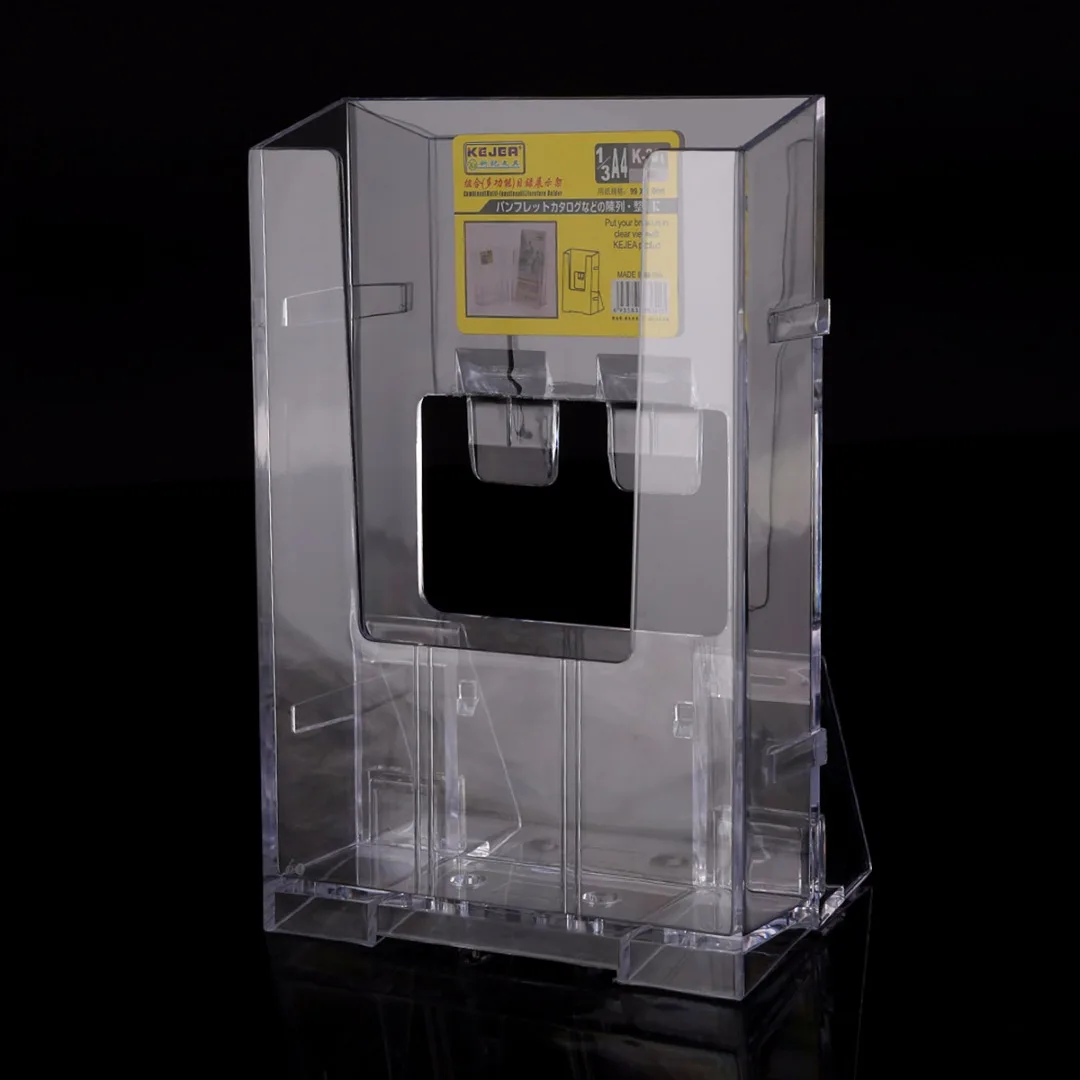 

Practical Clear Acrylic Holder Transparent Card Holders Brochure Desk Stand Pamphlet Display 167*106*63mm