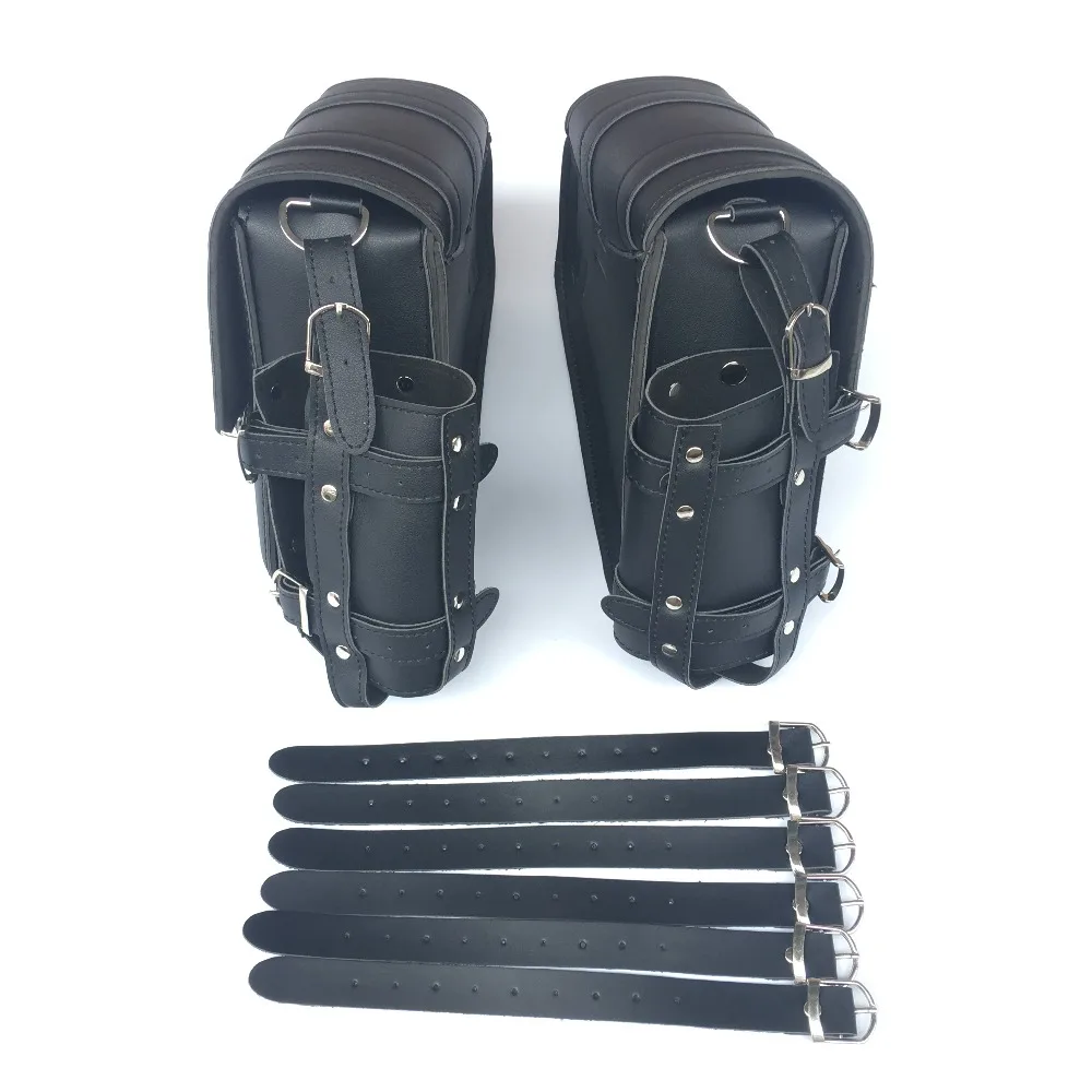 

Black Motorcycle Saddlebag Bag PU Leather Luggage Saddle Bags For Harley Sportster Side Saddle Bag