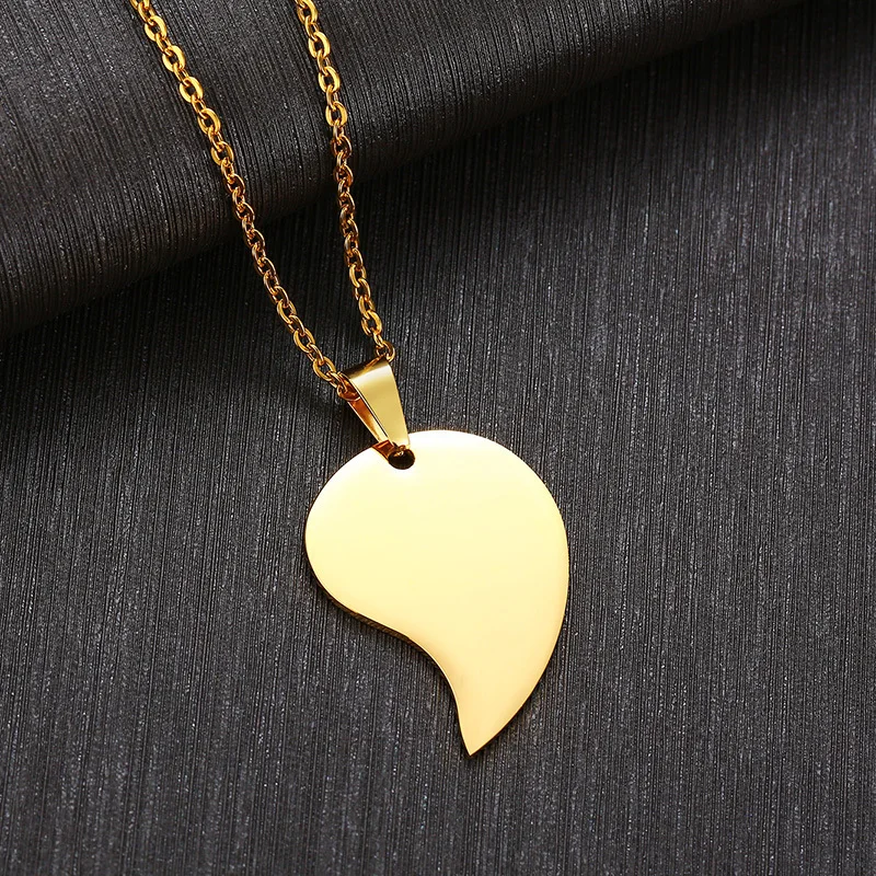 Пользовательские двойной кулон сердце головоломки набор из 2 частей ожерелье для пар женщин мужчин персонализированные таблички