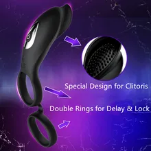 Sex Toy Delaying Penis Sleeve Cock Ring Vibrator Dildo cover Granule Massage Rabbit Clitoris Remote Double Ring Stimulator
