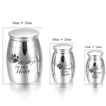 

Paw Print Hold Dog/ Cat Ashes Urn Casket - "Always in my Heart" Memorial Urn Cremation Jar for Animal Ashes Keepake Jewellery