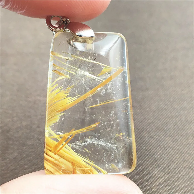 Natural Gold Rutilated Quartz Pendant (4)