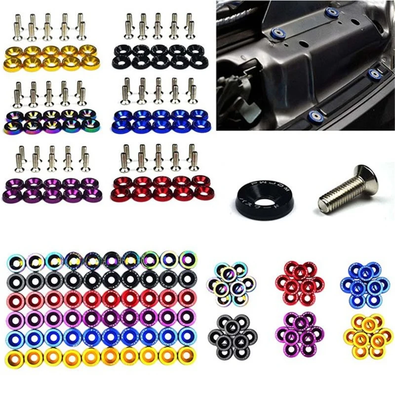 10pcs For JDM M6 Anodised Aluminium Modified Fender Bolts /& Washer Screw