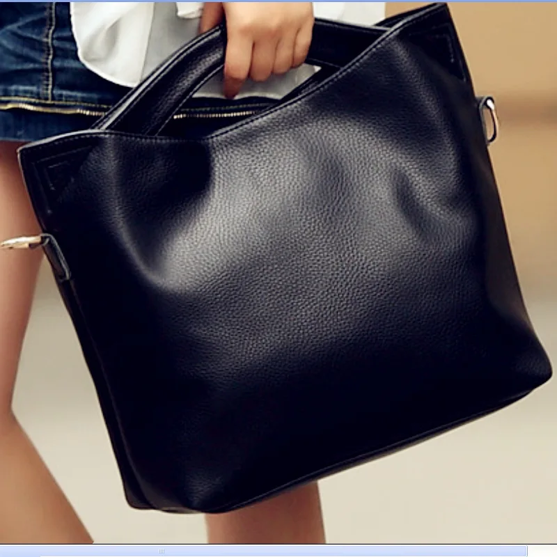 Fashion Women PU Leather Handbags Korean OL Style Tote Casual Shoulder