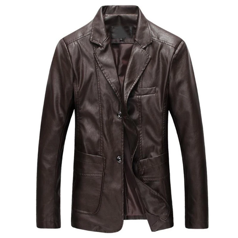 Plus Size 7XL Leather Jackets For Men Formal Business Style Male