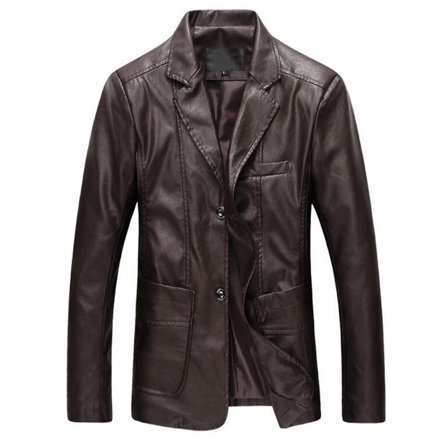 Plus Size 7XL Leather Jackets For Men Formal Business Style Male