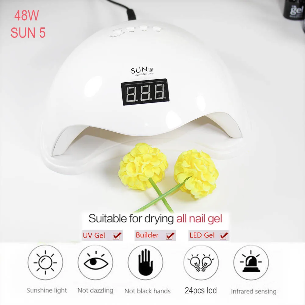 

Smart LCD display SUN5 48W UV LED Lamp SUN5 Nail Lamp Nail Dryer for All Nail Gel with Infrared Sensing 10/30/60/90 s Timer