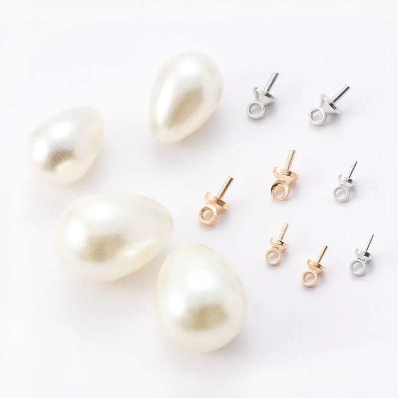 

30pcs Imitation Pearls Spacer Beads Water Drop Shape Bead Metal Pendants Charms DIY Necklace Earrings Making Jewelry Accessories