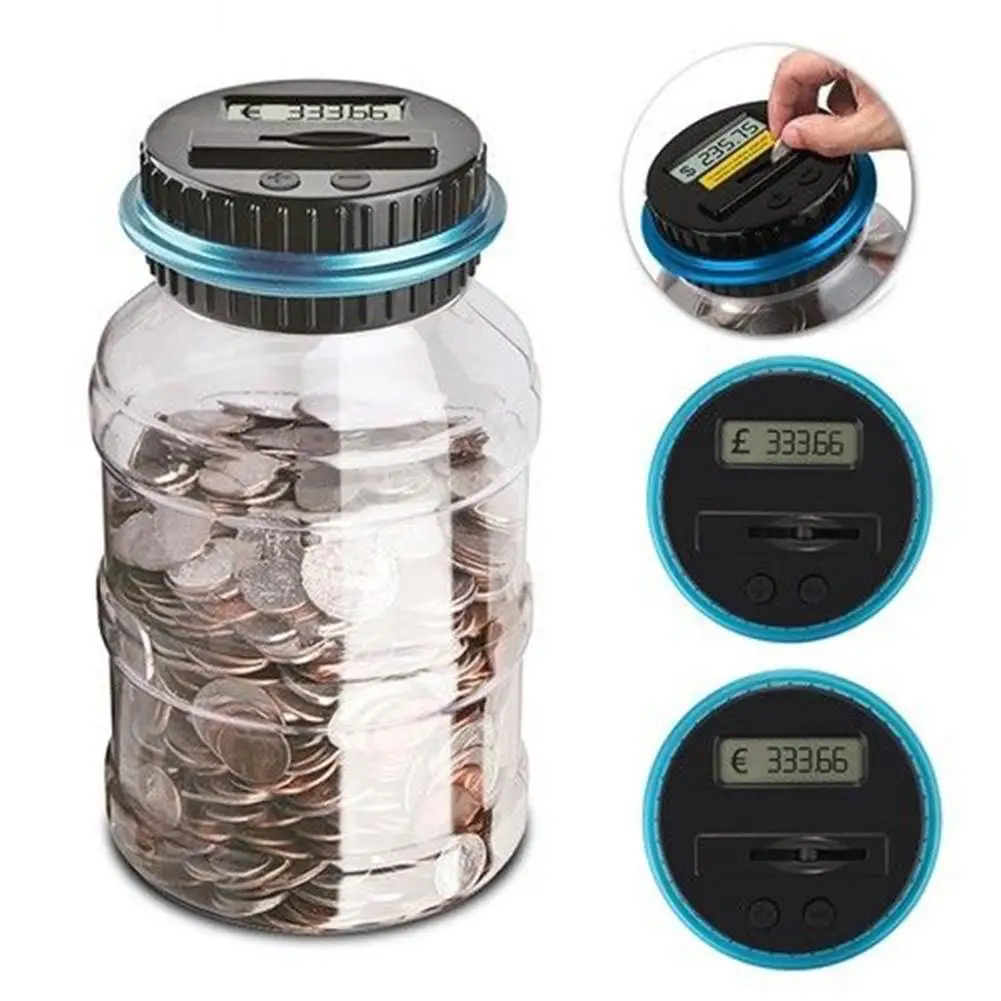 

Large Digital LCD Screen Automated Coin Counting Money Saving Box for USD GBP Useful