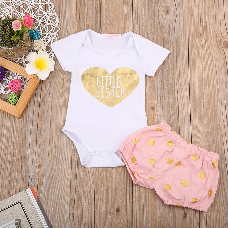 Комплект одежды для новорожденных девочек; летний костюм; футболка с надписью «Big Sister»; шорты и юбки; боди для девочек; комплект из 2 предметов