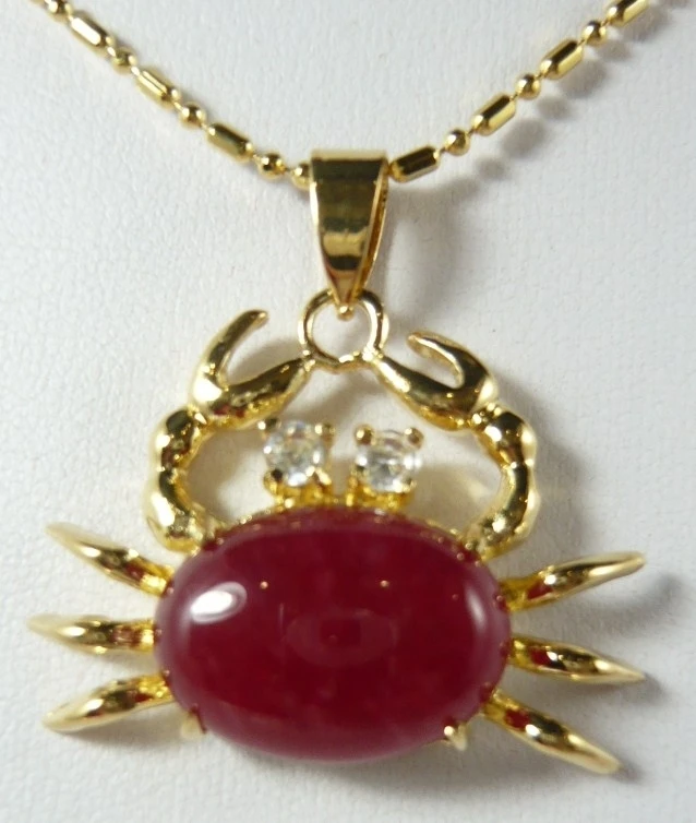 

13 * 18 mm rouge Stones sterling-silver - tigre pendentif crabe des yeux