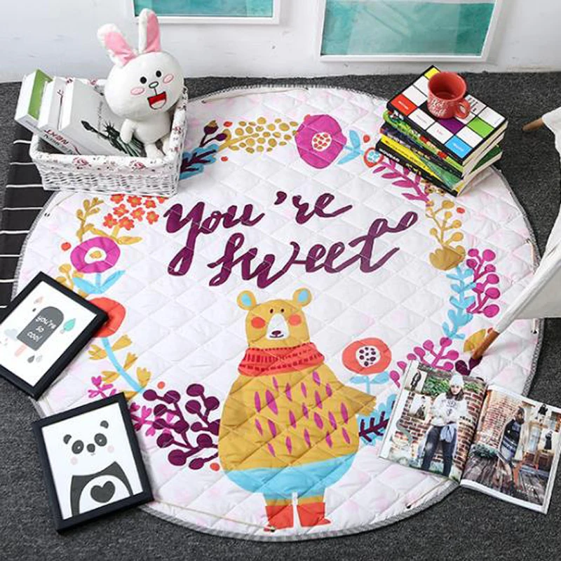 

Large Printing Round Beach Picnic Blanket Waterproof Kids Play Rug Carpet Indoor Outdoor Baby Adults Play Yard Toy Storage Bag