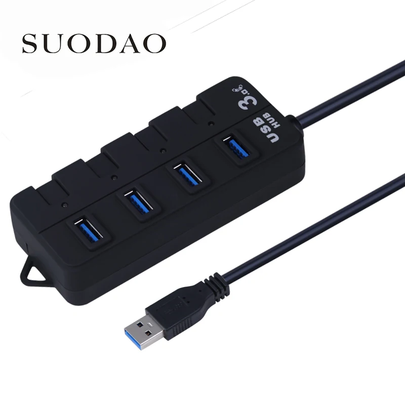 SUODAO High Speed 4 / 7 Port USB 3.0 Hub Splitter On/Off Switch with EU/US Power Adapter for MacBook Laptop PC | Компьютеры и офис