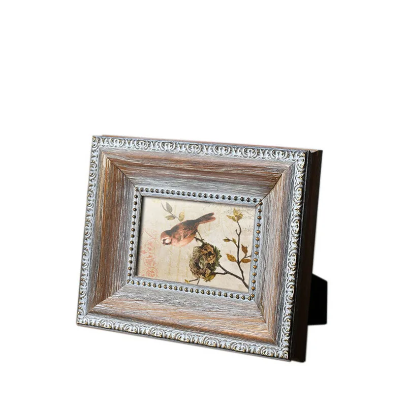 

6 Inch Solid Wood Photo Frame Retro Painting Frame European Style Decorative DIY Photo Frame Pendant Home Decoration XK0013