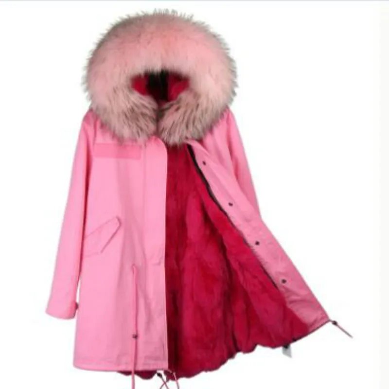 DHL, 5-7, модная женская зимняя куртка с подкладкой из натурального кроличьего меха, пальто с воротником из натурального Лисьего меха, парка с длинным капюшоном, верхняя одежда