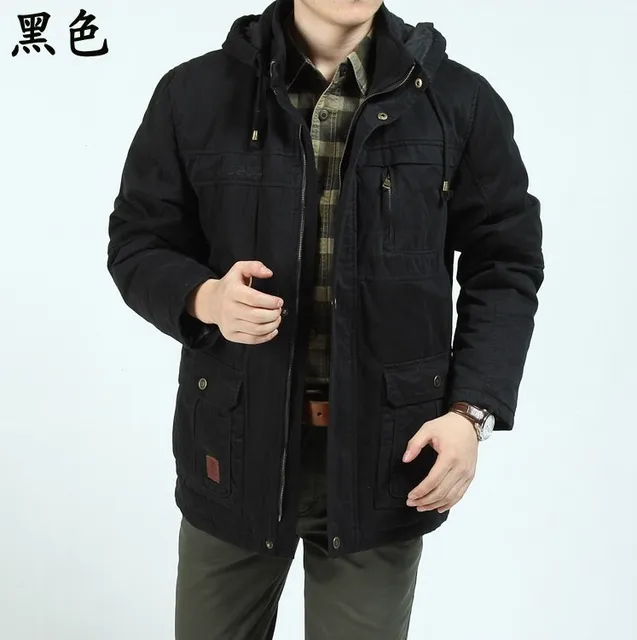 Cheap Free shipping New Men's Brand winter fashion 100% cotton warm  jacket Detachable cap and liner / M-XXXL