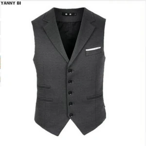 Men's Vest Suit Slim Fit Wool Blend Single Breasted Gray Black Waistcoat Men Waist Coat for Men