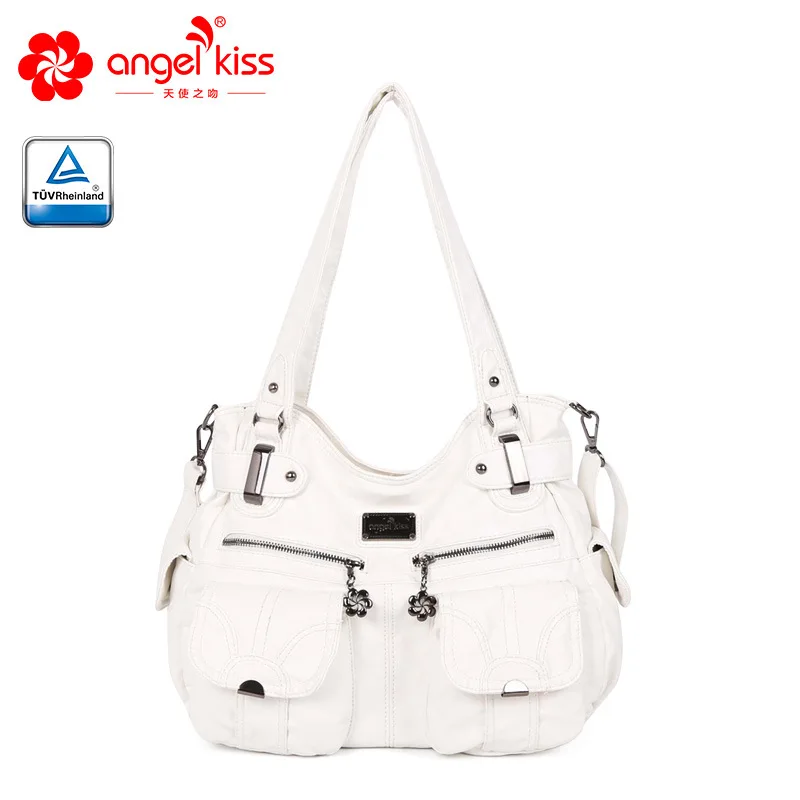 Angelkiss Фирменная новинка Женская сумка через плечо женская повседневная большая сумка высокого качества из искусственной кожи женская сумка-хобо - Цвет: Белый