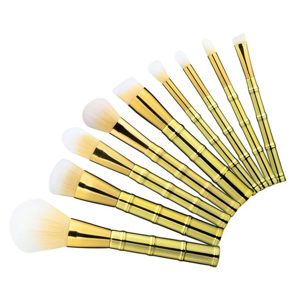 

9PCS Bamboo makeup brush Makeup Brush Set tools Cosmetic Toiletry Kit Make Up Brush Set Foundation Blending Brush H303325