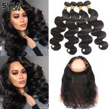 

Styleicon 360 Lace Frontal with Bundle Brazilian Body Wave Bundles with Frontal Non-Remy Hair with Lace Frontal Free Shipping