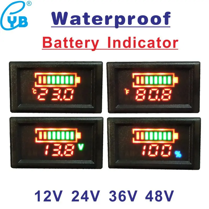 Car Battery Capacity Monitor Gauge Meter YB27VE Battery Capacity Indicator Lead acid 12V Digital LED Battery Capacity Monitor Voltage and Electricity Dual Meters Tester Power Display 