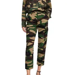 Осень 2018 повседневные камуфляжные женская одежда camo Штаны женщин army green Брюки с высокой талией